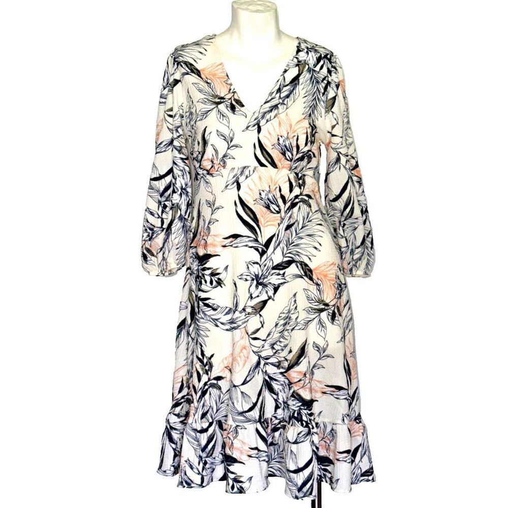 Unbranded Women's White and Navy Dress